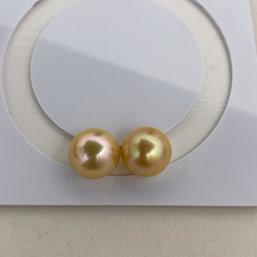 【闪购商品】未镶嵌15.1-15.2mm扁圆金珠对珠大白海水珍珠K****萱