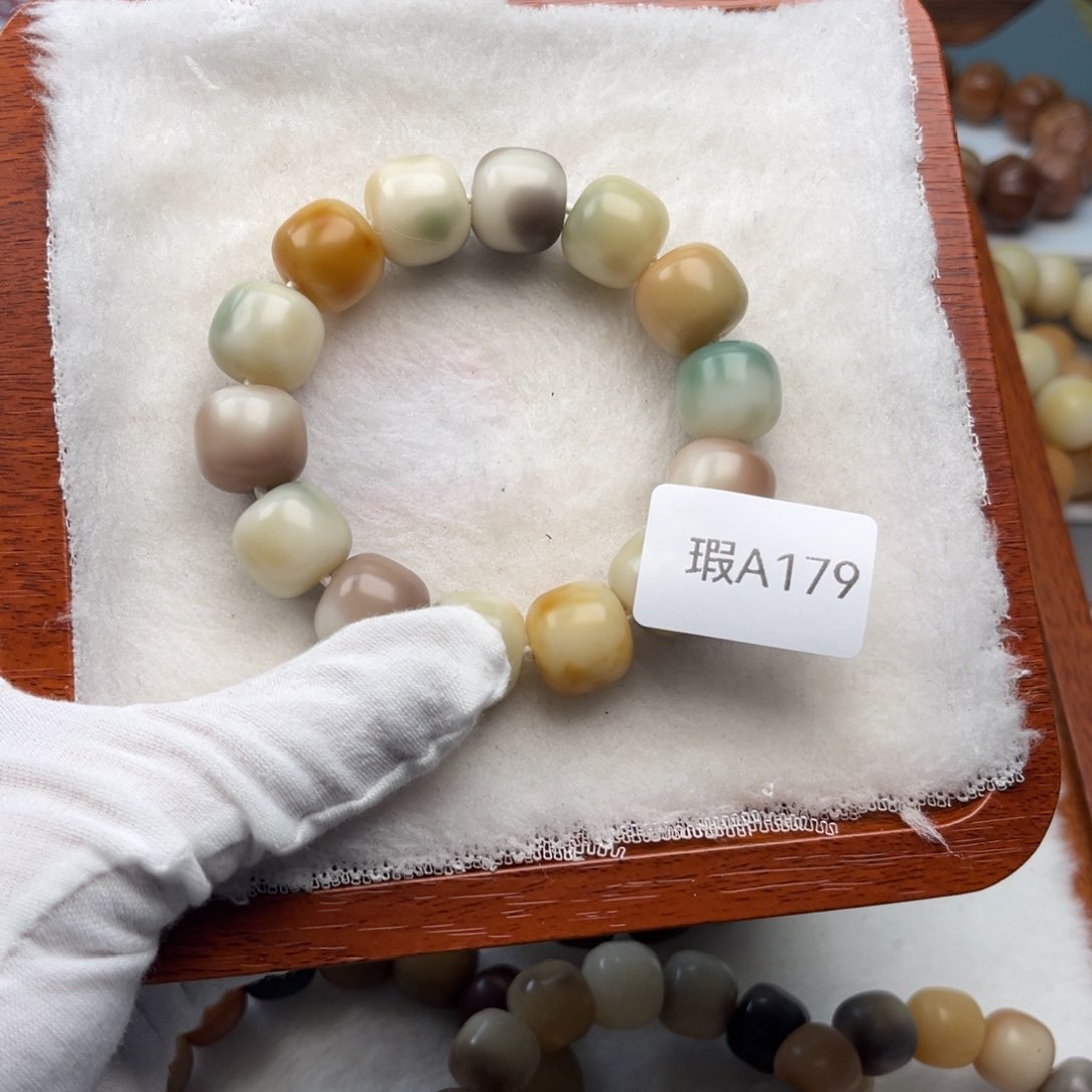 菩提根/象牙果手串玉**彩瑕a179桶珠13mm一串