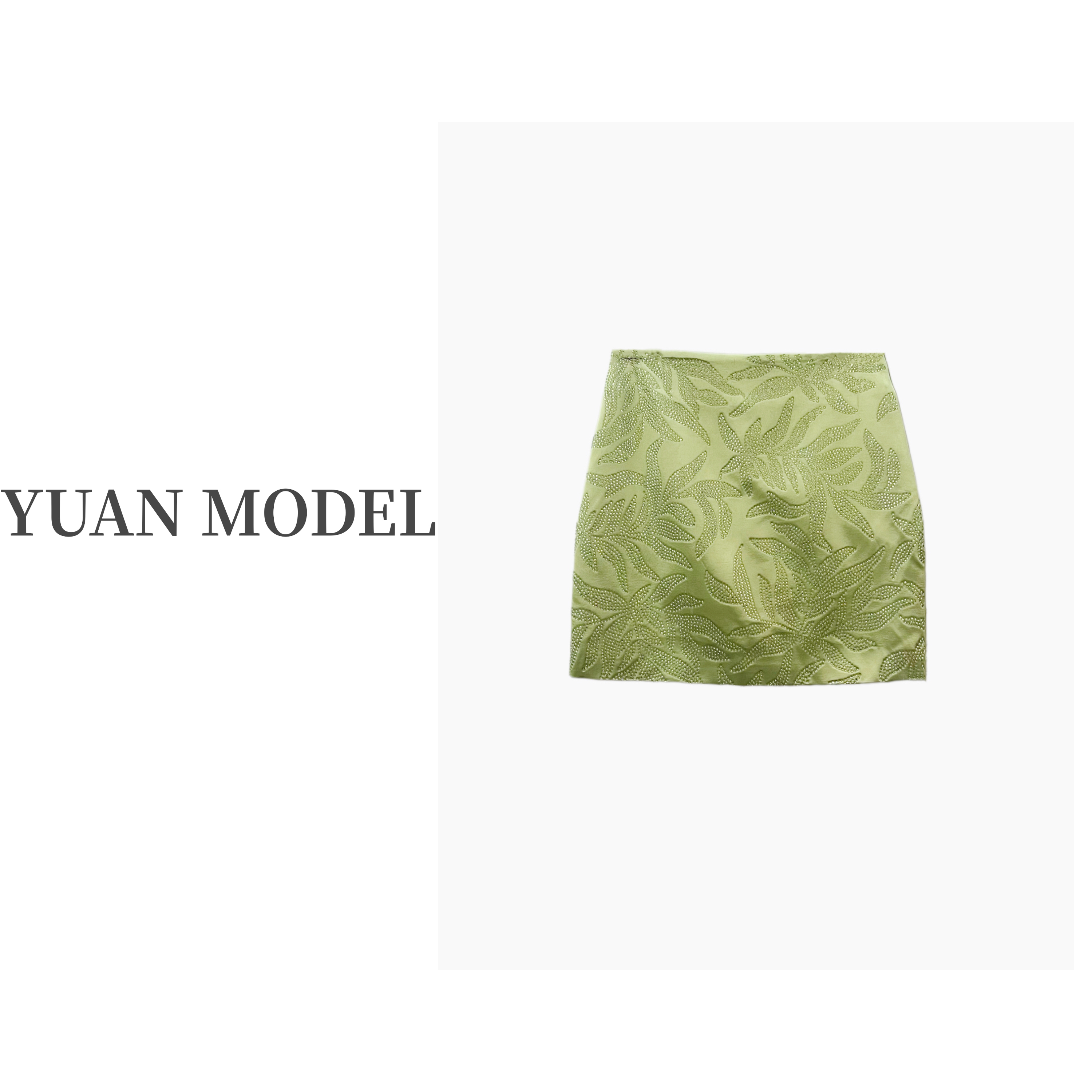 【YUAN MODEL】媛老板-2025时装纹理烫钻气质半身裙女装短裙042708