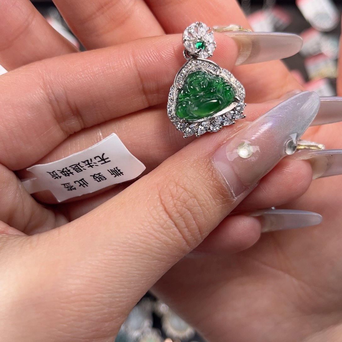 翡翠戒指银S925镶嵌6669888