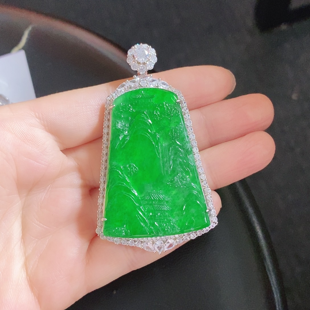 翡翠银S925镶嵌颈饰