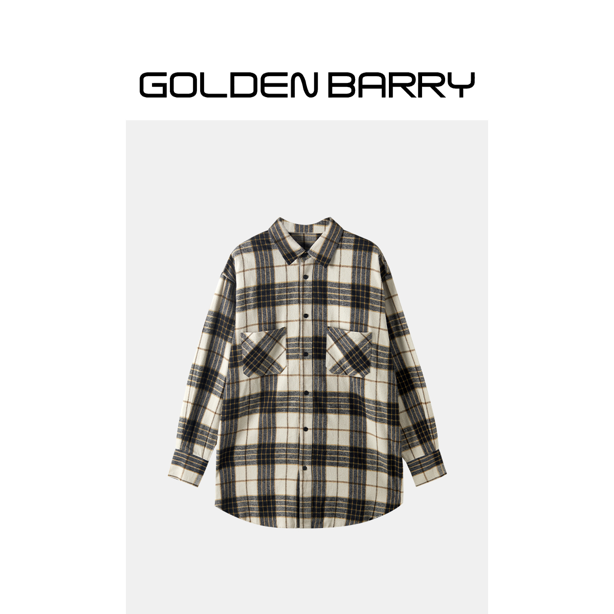 | 212509 长袖时尚休闲衬衫经典翻领美式格子衬衣