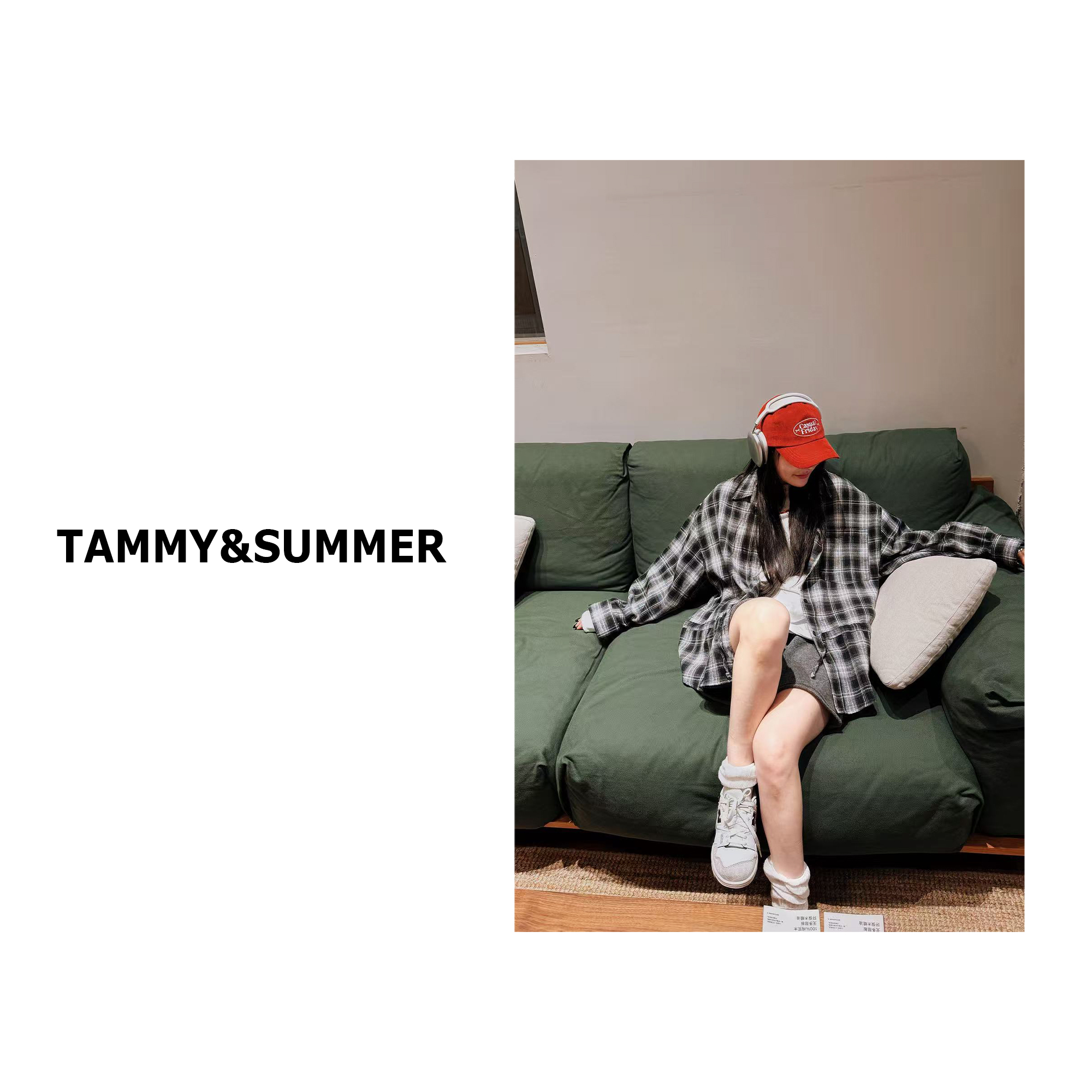 【Tammy&Summer】时尚黑白格子百搭简约宽松抽绳衬衣通勤衬衫598460