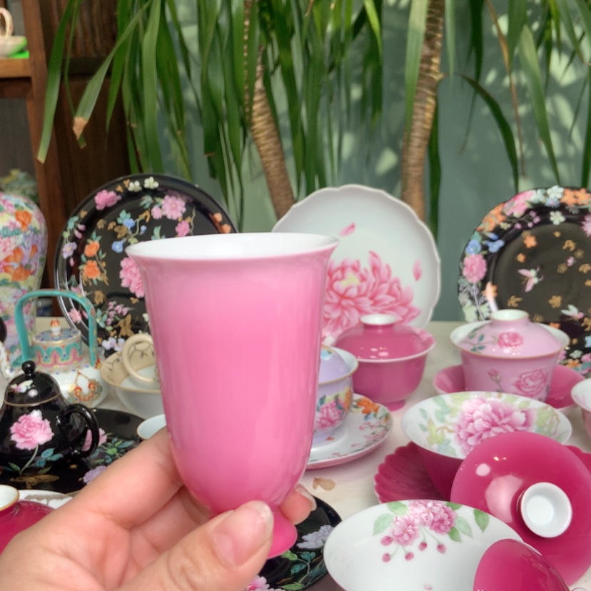 【闪购商品】小*胭脂红闻香杯景德镇