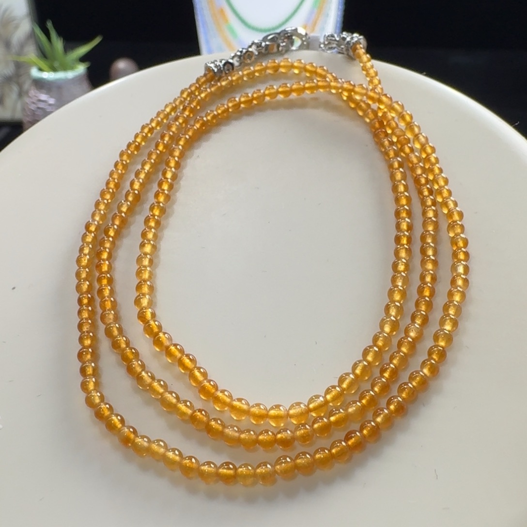 翡翠未镶嵌手链玻璃钢黄翡小米珠2.5mm