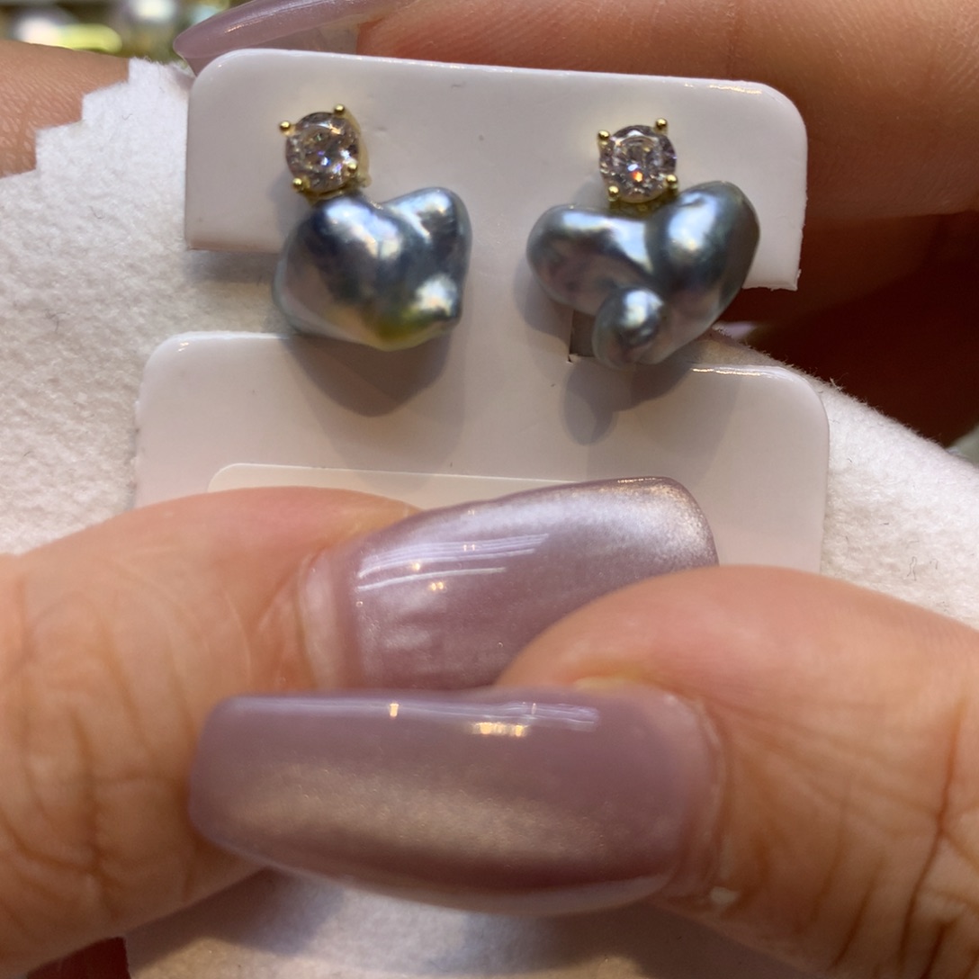 银S925镶嵌耳饰海水珍珠