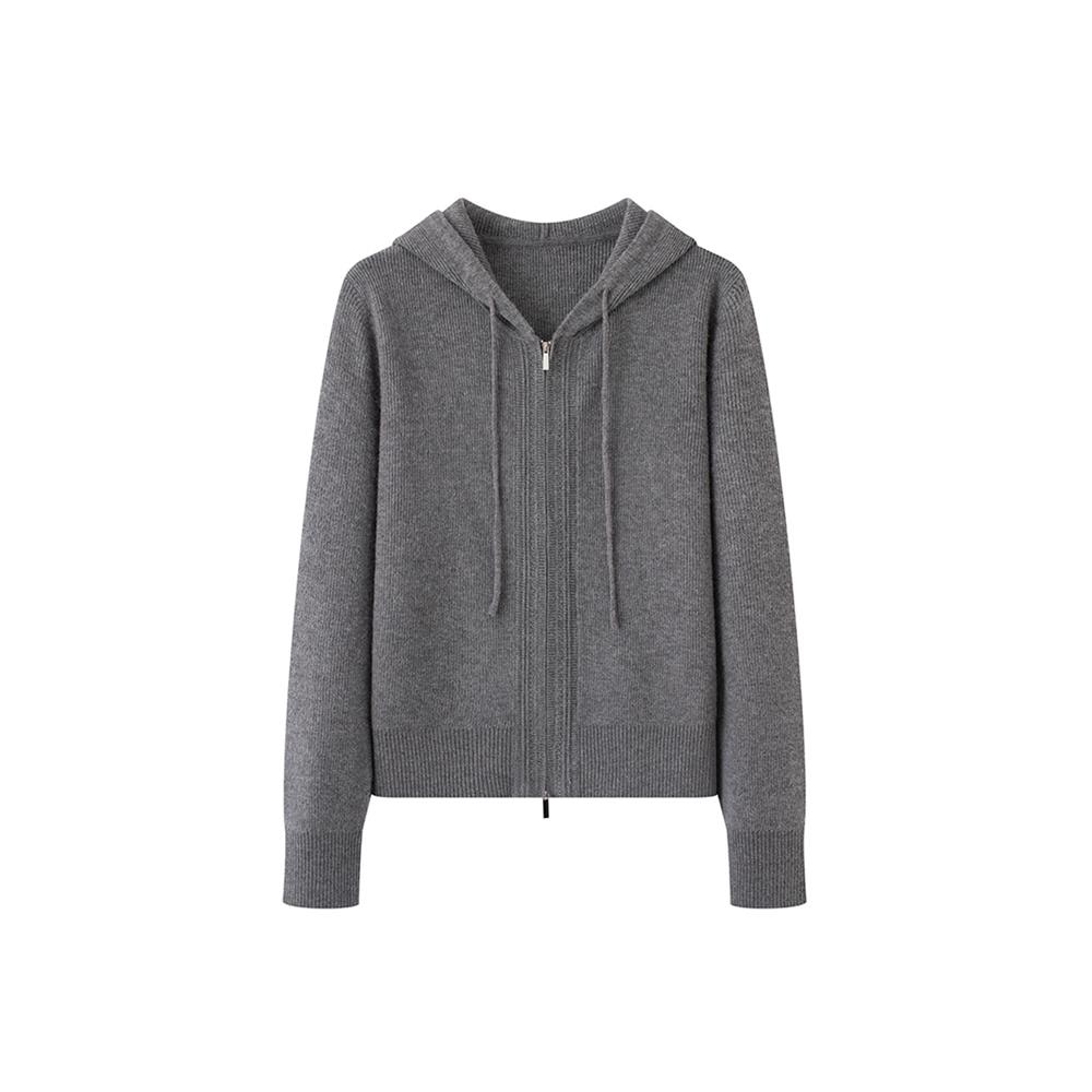 M2025冬新款连帽拉链针织开衫毛衣外套女4191