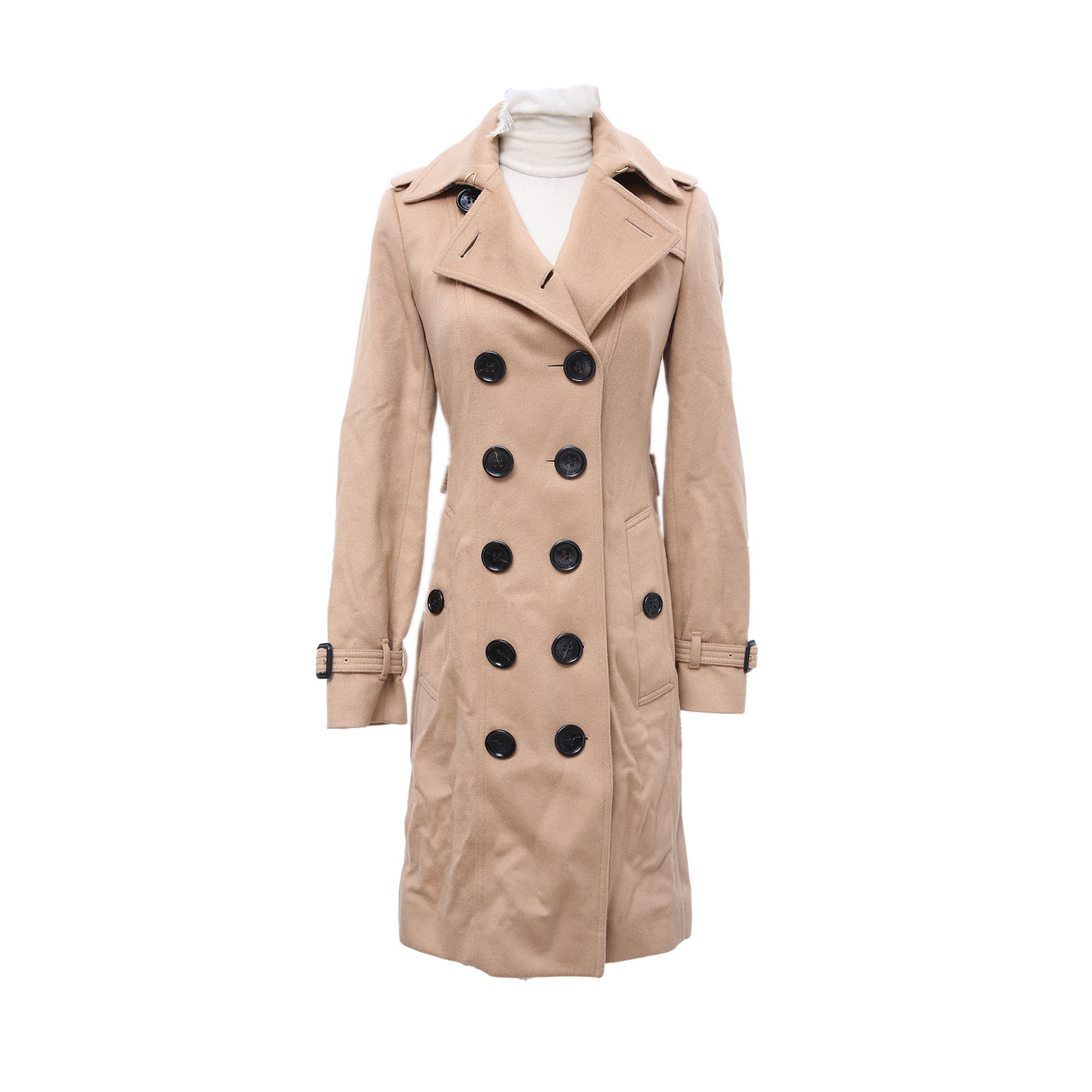 99新 BURBERRY/博柏利 小花Jerry活动双排扣大衣 驼色 英国码4