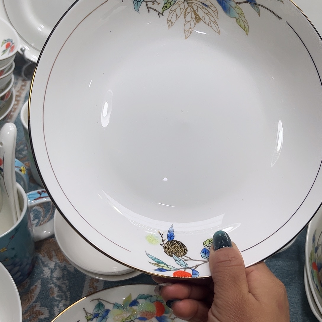 瓷片荔枝八寸深盘四个