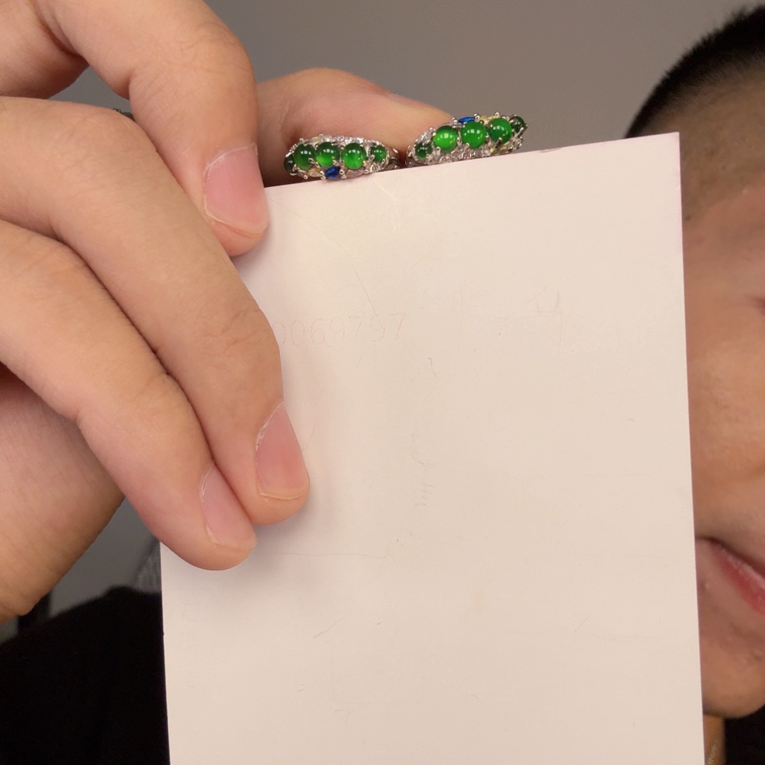 翡翠未镶嵌颈饰一对