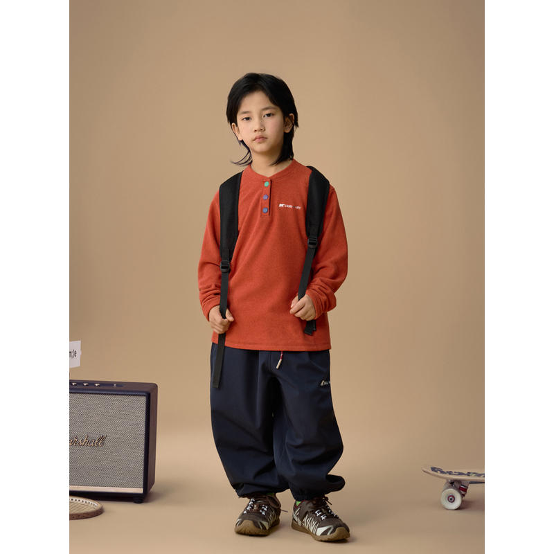 【轻暖亨利领】男女童城市户外抓绒轻量保暖薄绒山系刺绣上衣