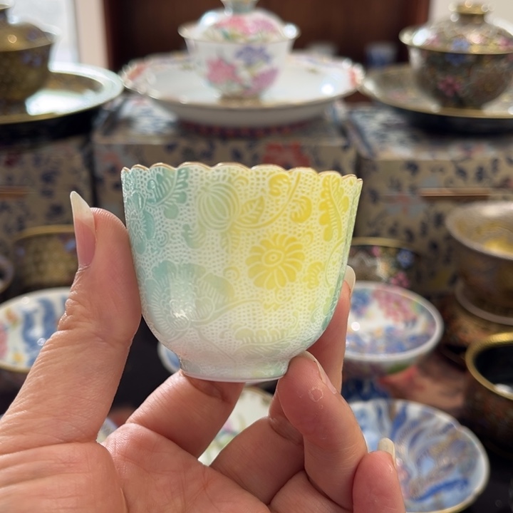 全手工全手绘耙花杯