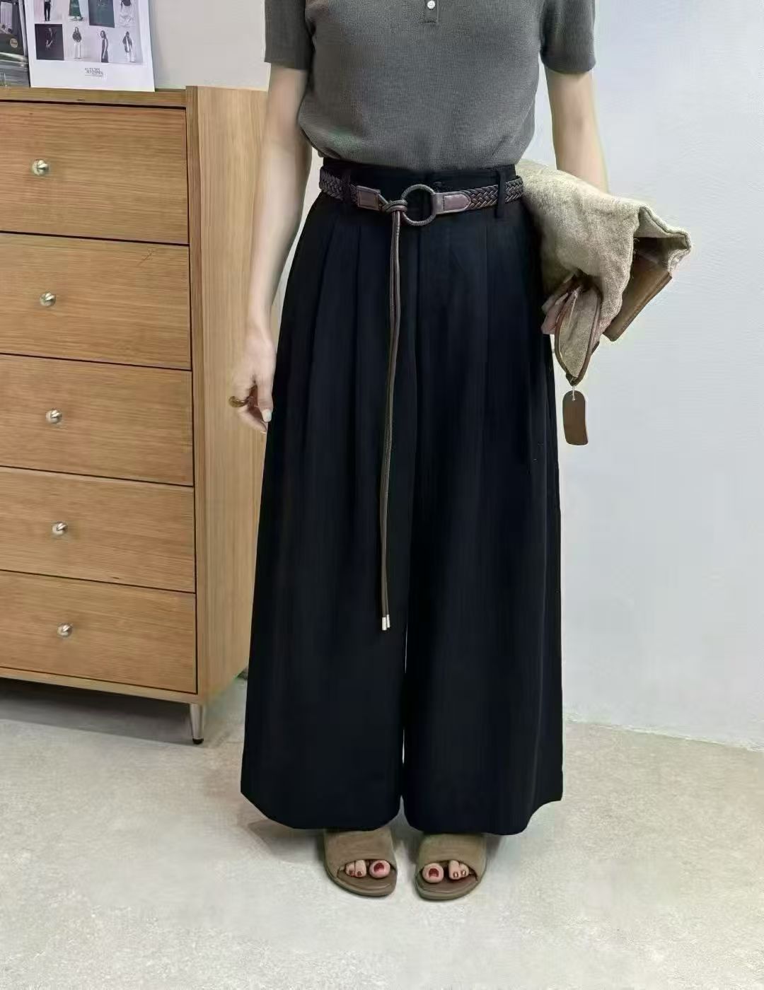 (201-400)气质休闲百搭显瘦垂感阔腿裤