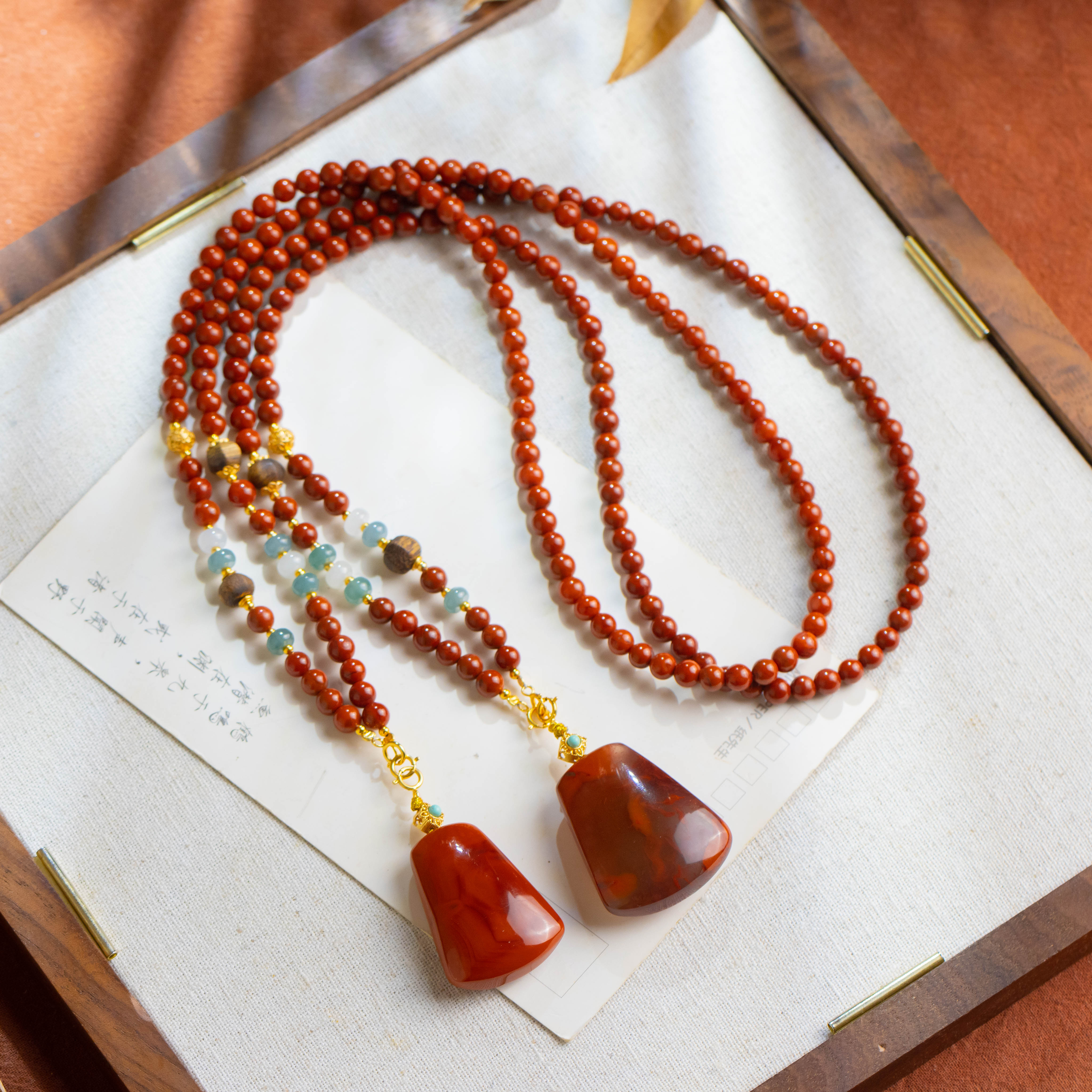 南红圆珠梯形毛衣链（多样性发货 发其一）