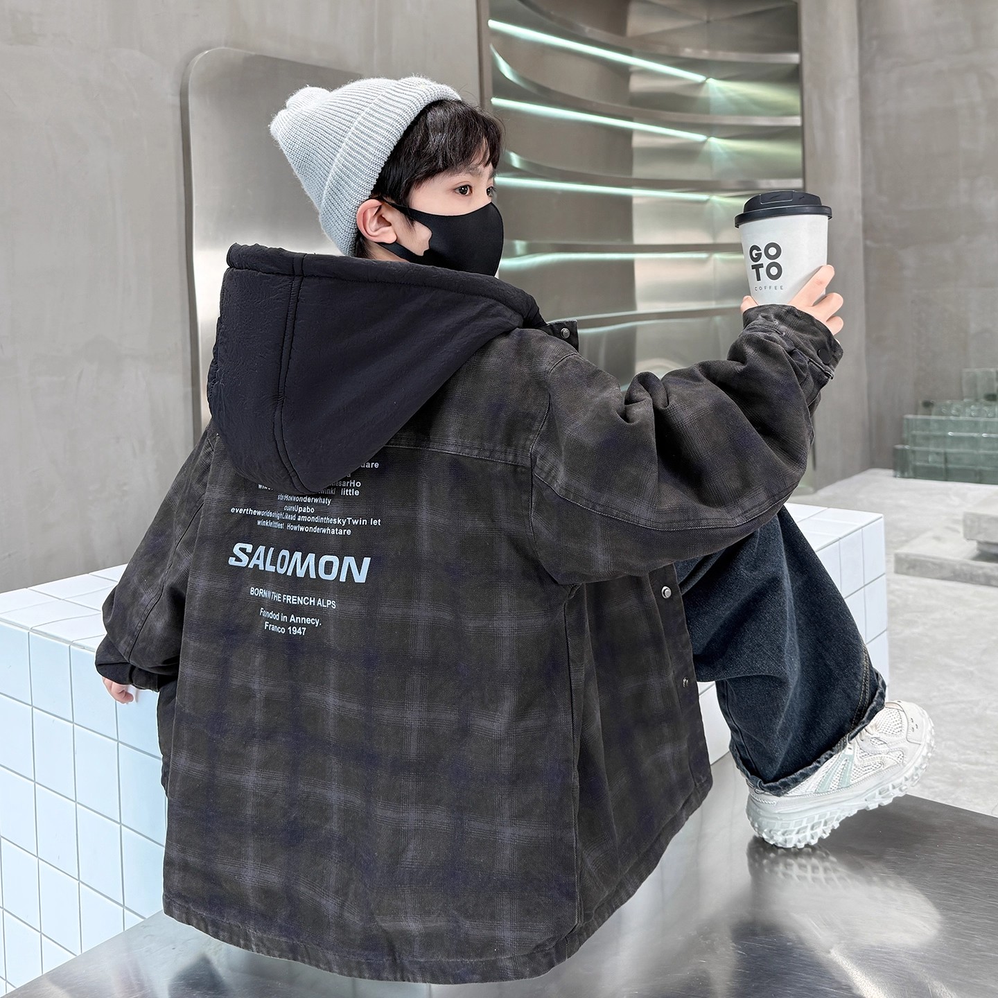 儿童装男童夹棉外套秋冬款2025新款中大童加厚冬装冬季男孩衣服潮