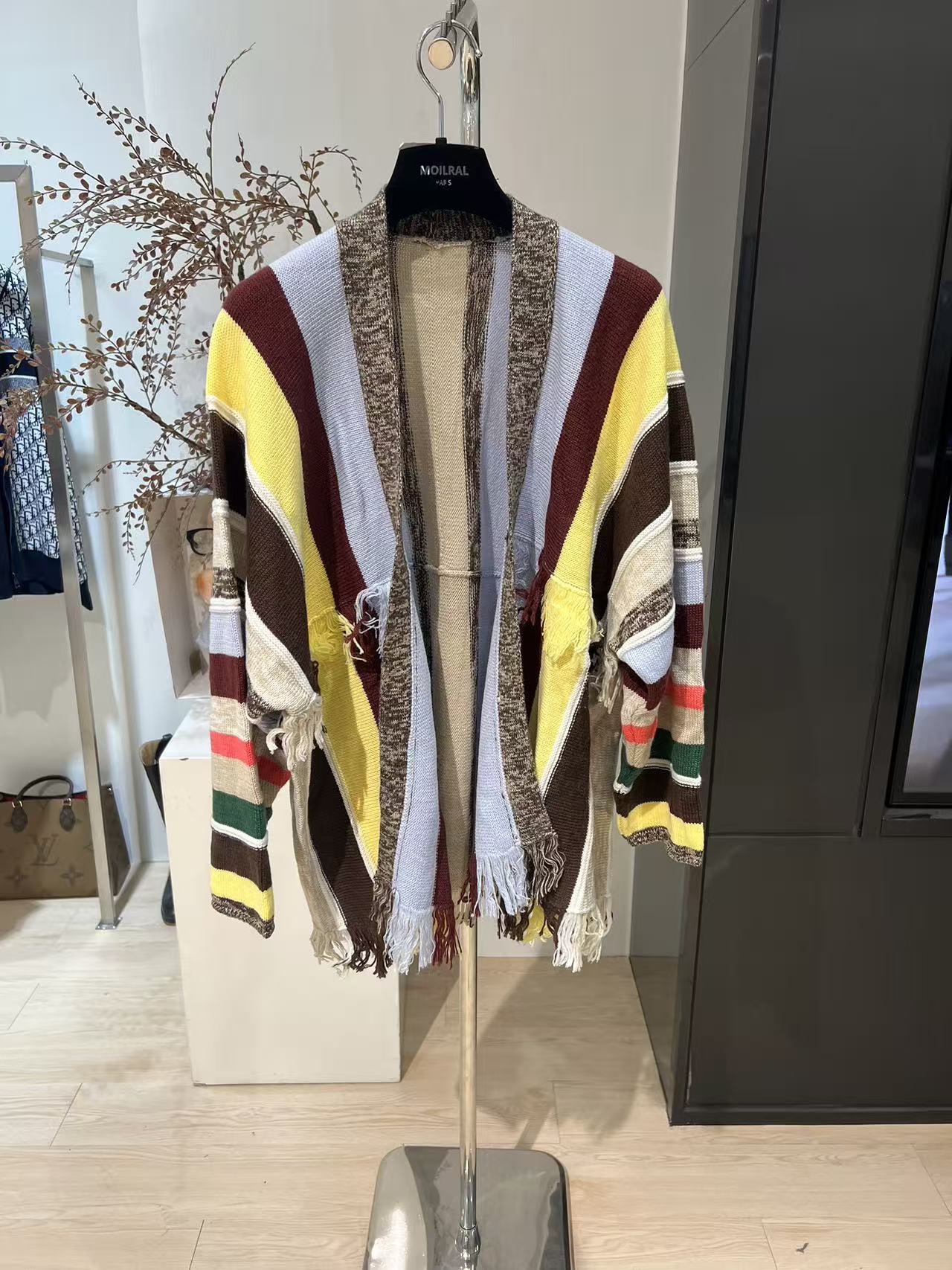彩虹条纹慵懒风针织毛针织衫619