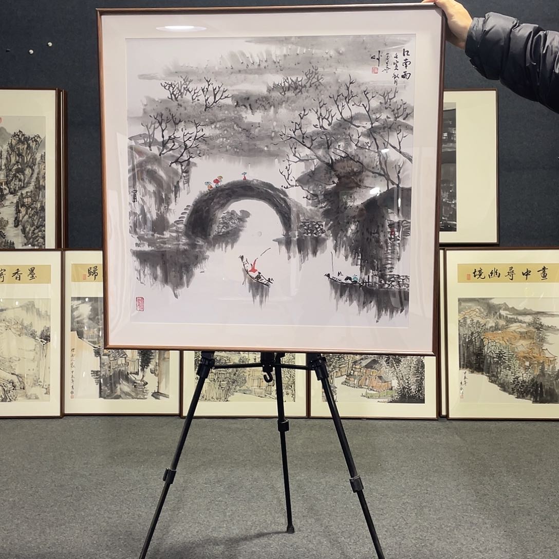 国画手绘画作品带框发货