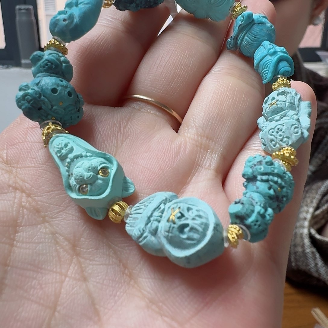 绿松石珠宝奇石18K金镶嵌?**全