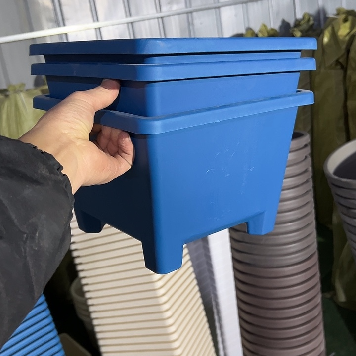 微瑕蓝色方球根26外径19高3个盆