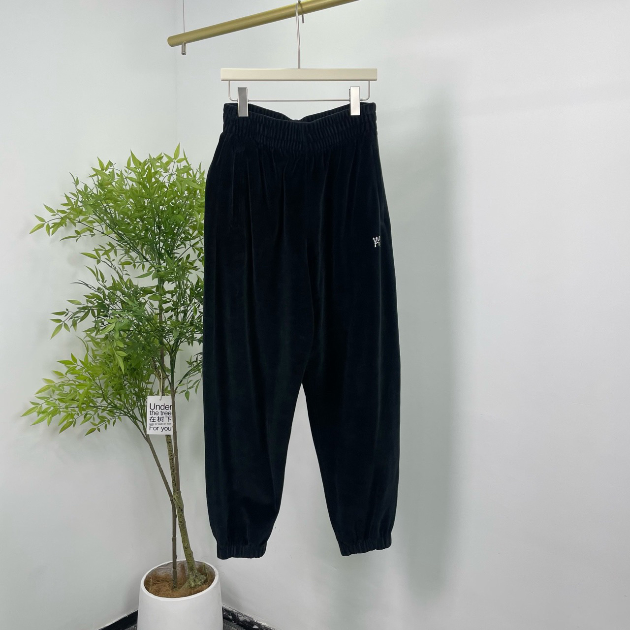 99新  Alexander Wang 亚历山大王 丝绒水钻logo卫裤 S码/98新/无