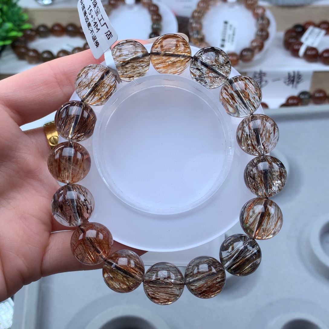 水晶手串未镶嵌黑金超七多样性发其一