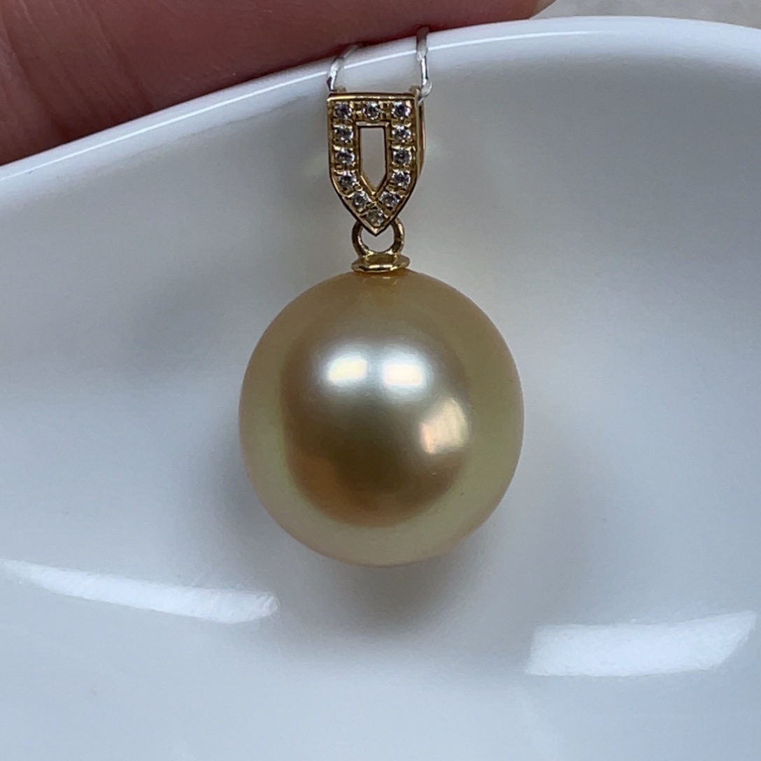 海水珍珠吊坠(不含链)18K金镶嵌13.3mm