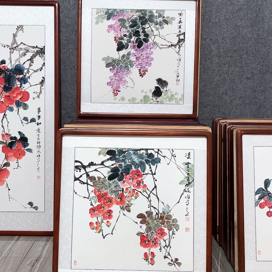 国画书画作品带框63×63