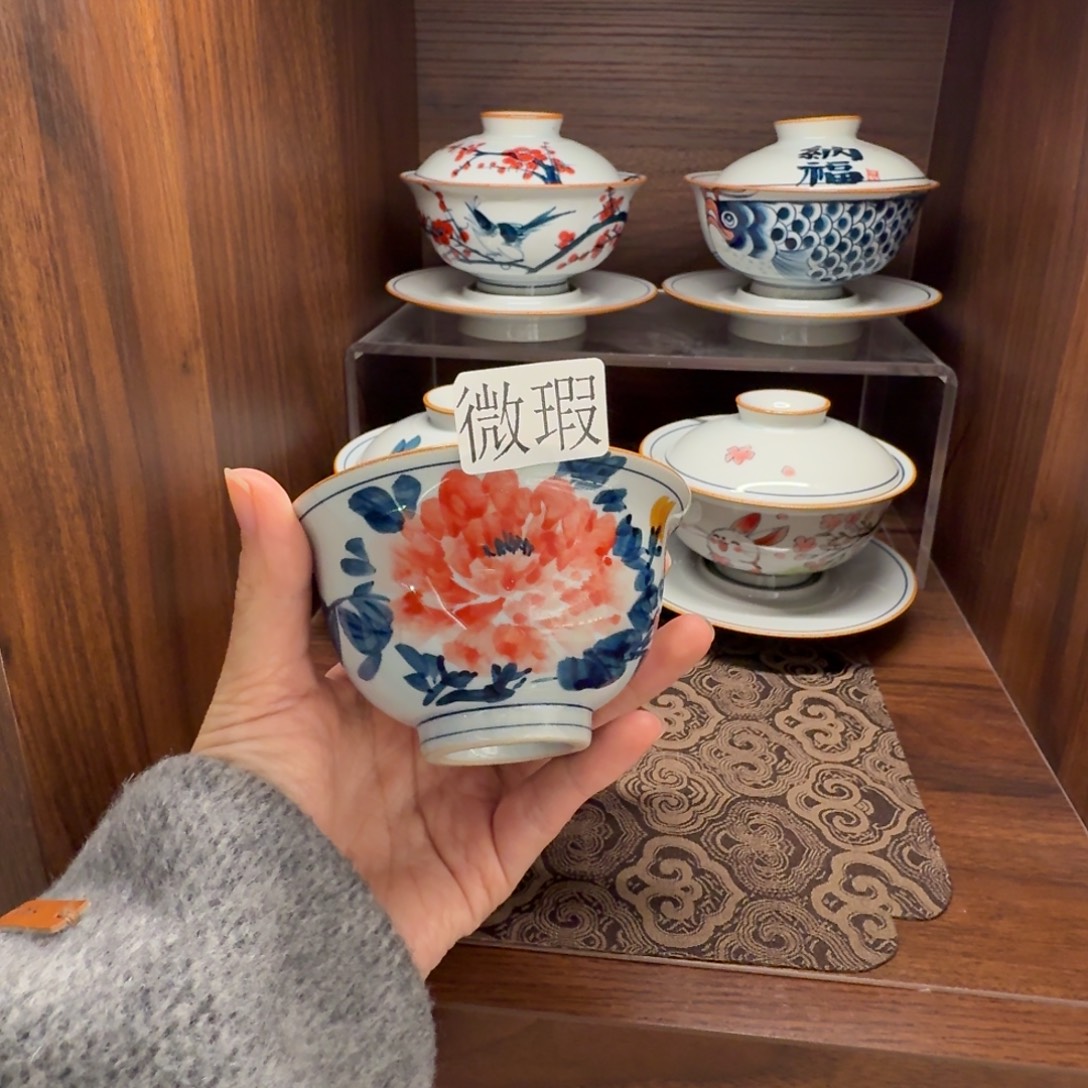 釉下手绘茶具微瑕