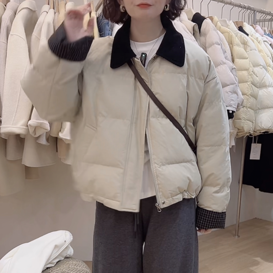 575唯阁韩系【棉服】拼色翻领棉服短款2025新款棉服