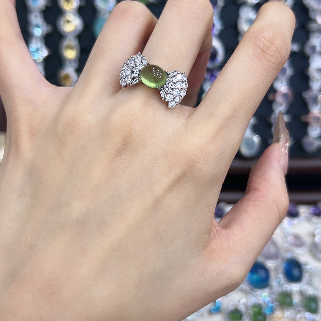 岫玉银S925镶嵌戒指