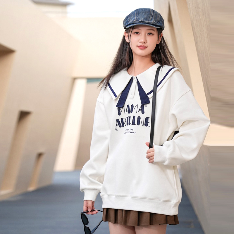 大翻领中学生时尚上衣休闲百搭宽松秋款韩版卫衣