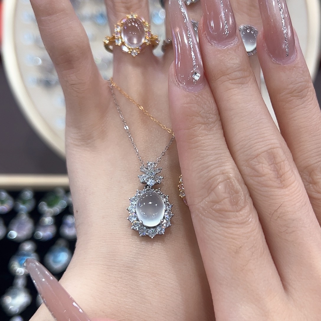 婷***醋蛇纹石玉银S925镶嵌饰品