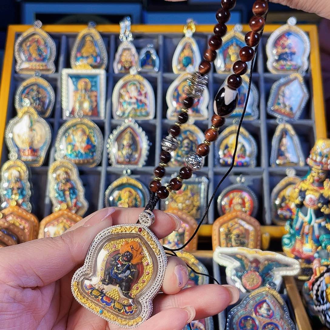 泥塑黑财手绘擦擦吊坠925银有绳有礼盒