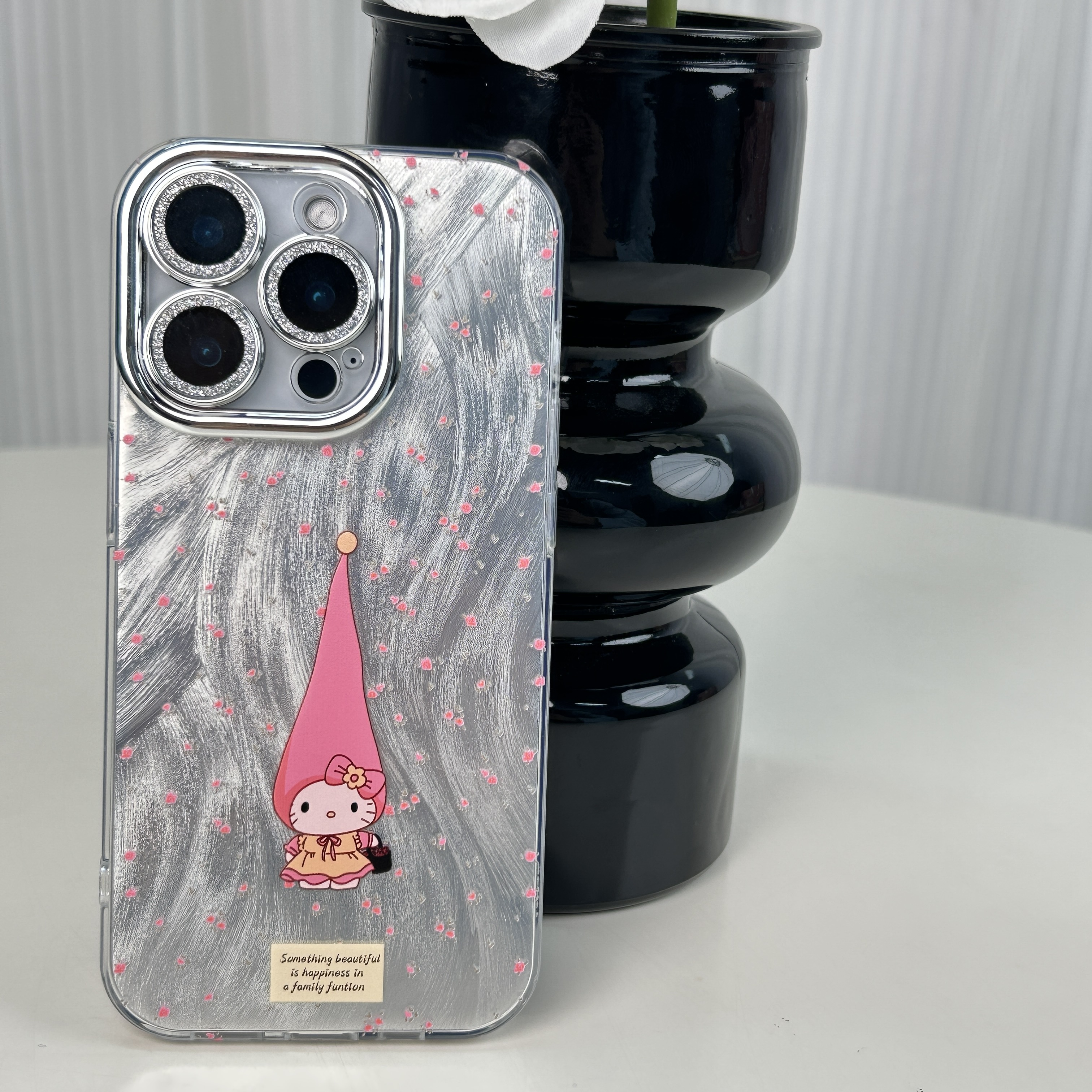碎花凯蒂适用苹果iPhone16pro手机壳15/14镜头膜13/12羽纱11防摔