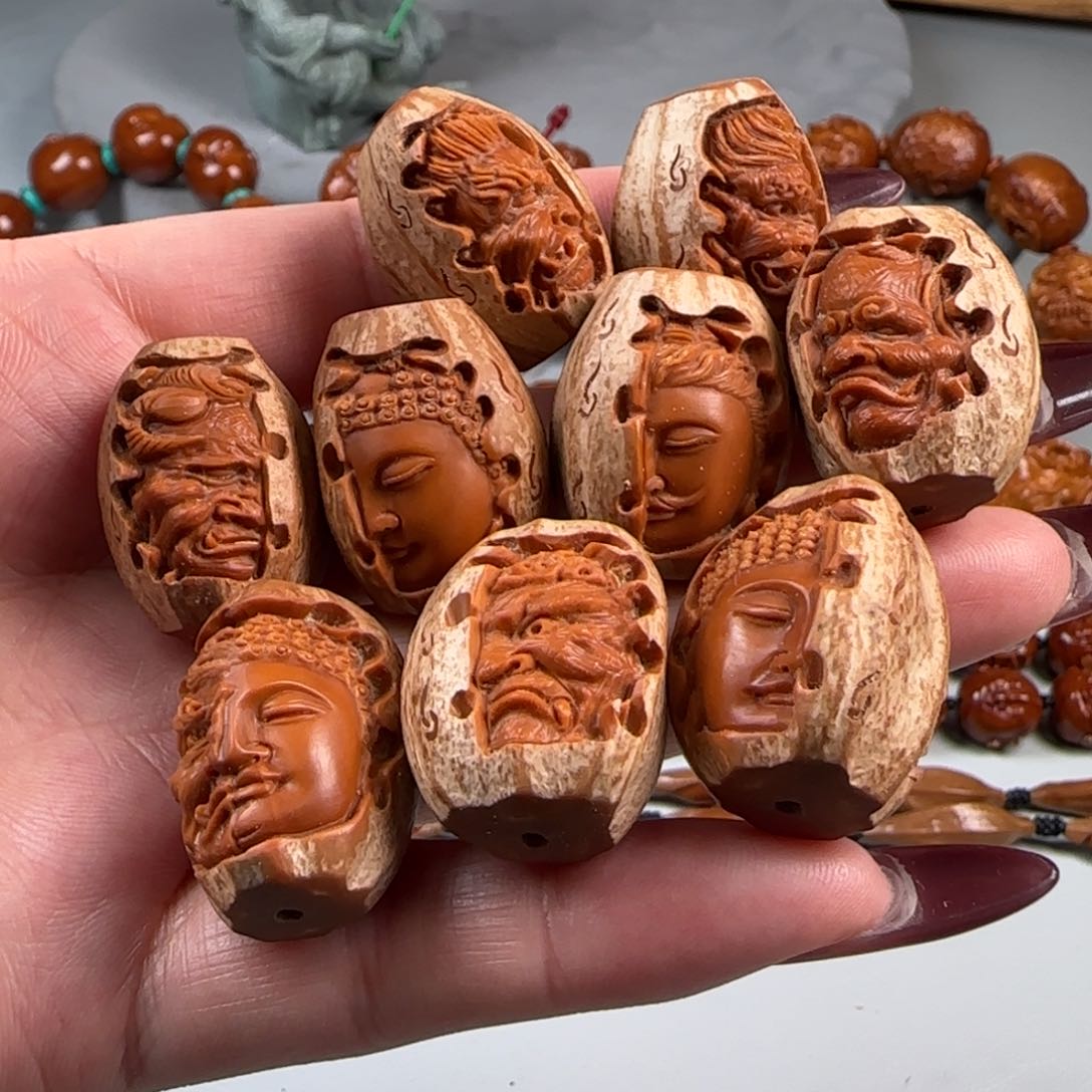 橄榄核手串/手链骏**生宽2.0鸡血红水晶核佛魔一念手持