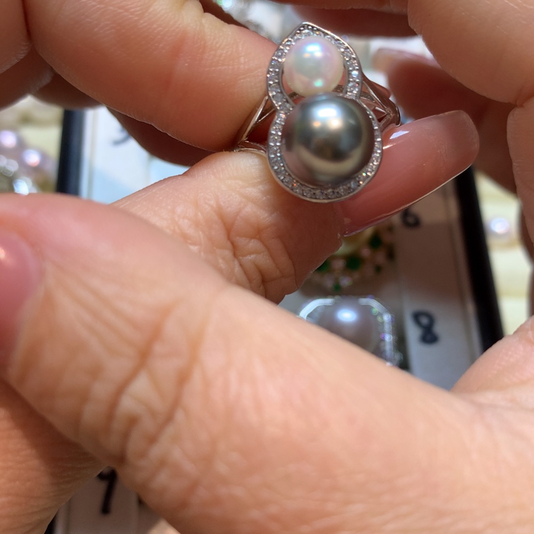 海水珍珠戒指银S925镶嵌