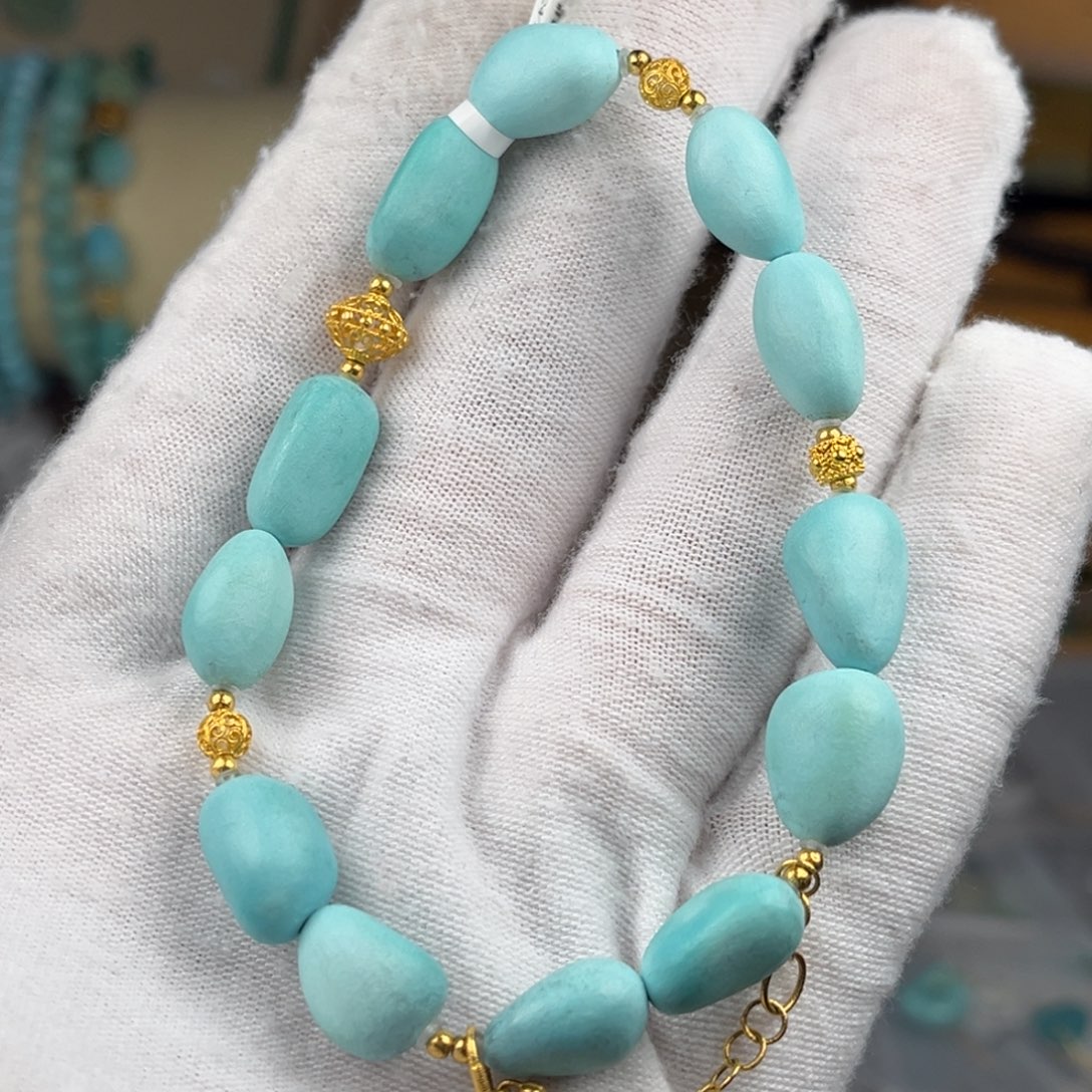 绿松石18K金镶嵌珠宝奇石