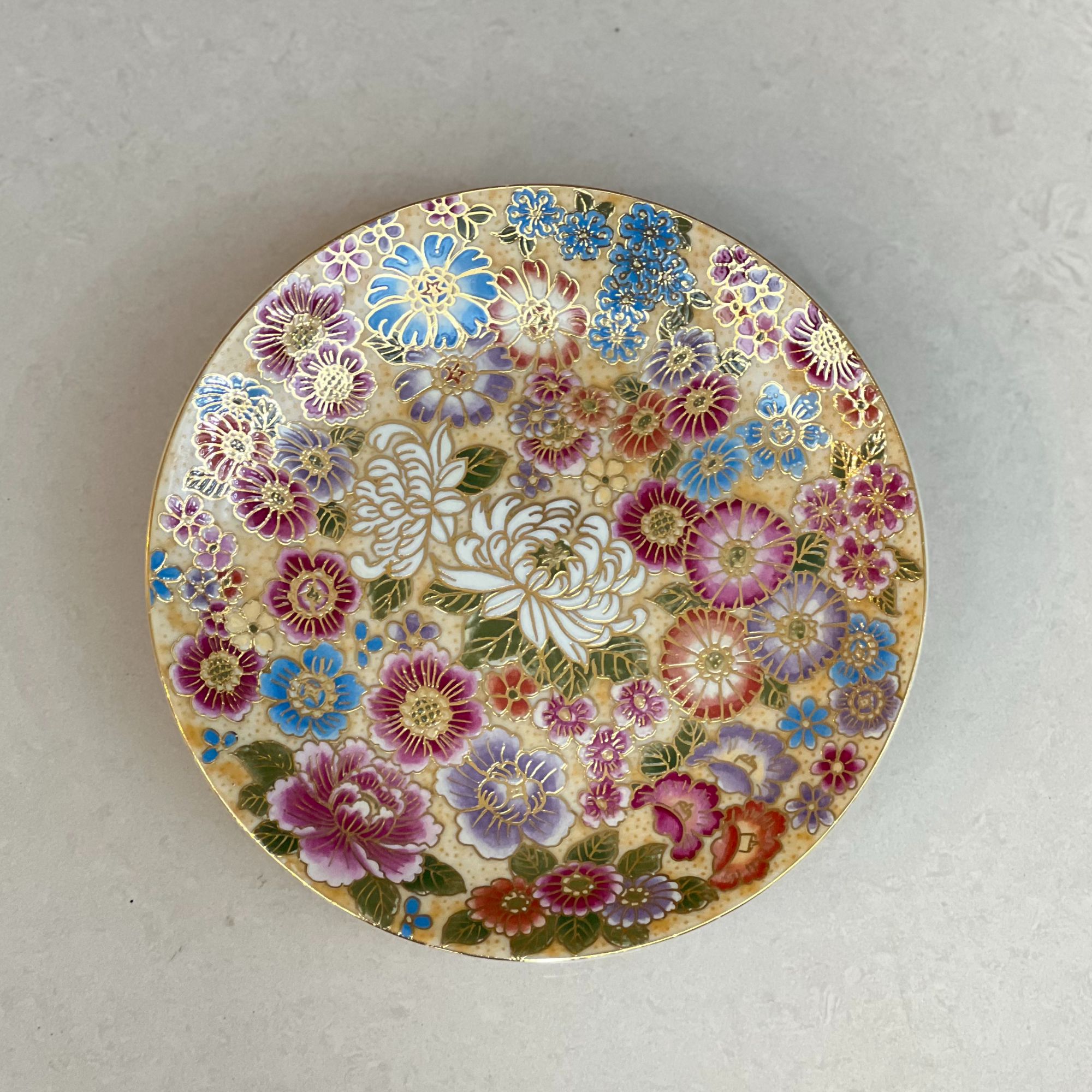 【奇居腾飞】中式古典花开富贵描金高温陶瓷圆盘家用餐盘