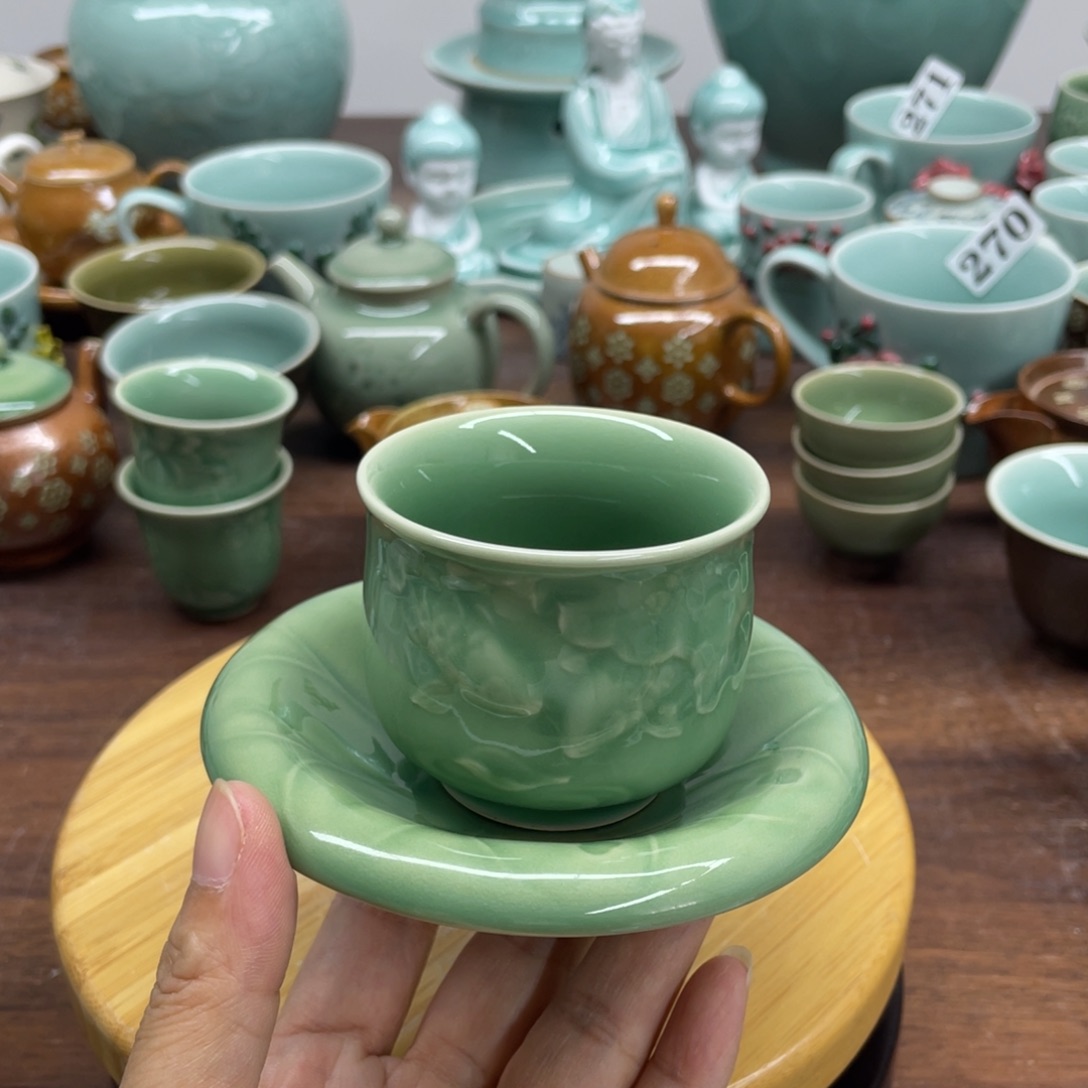 微瑕特价一杯一垫青瓷