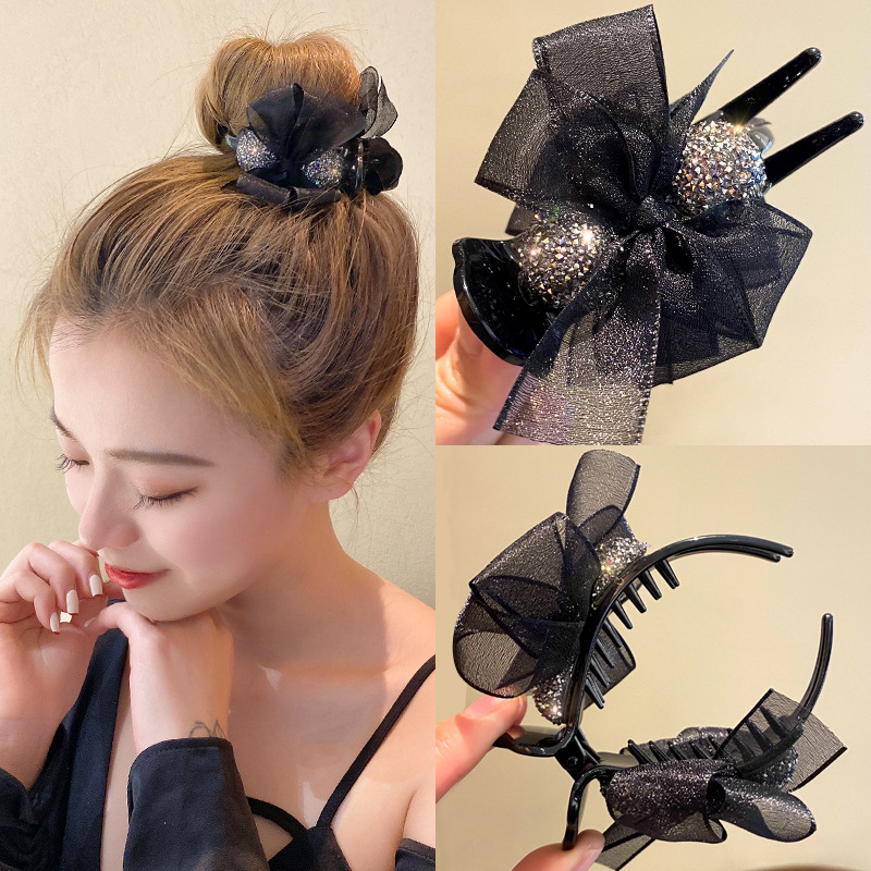 【新疆包邮】韩版发夹马尾抓夹丸子头气质蝴蝶结大号发卡网红鲨鱼夹