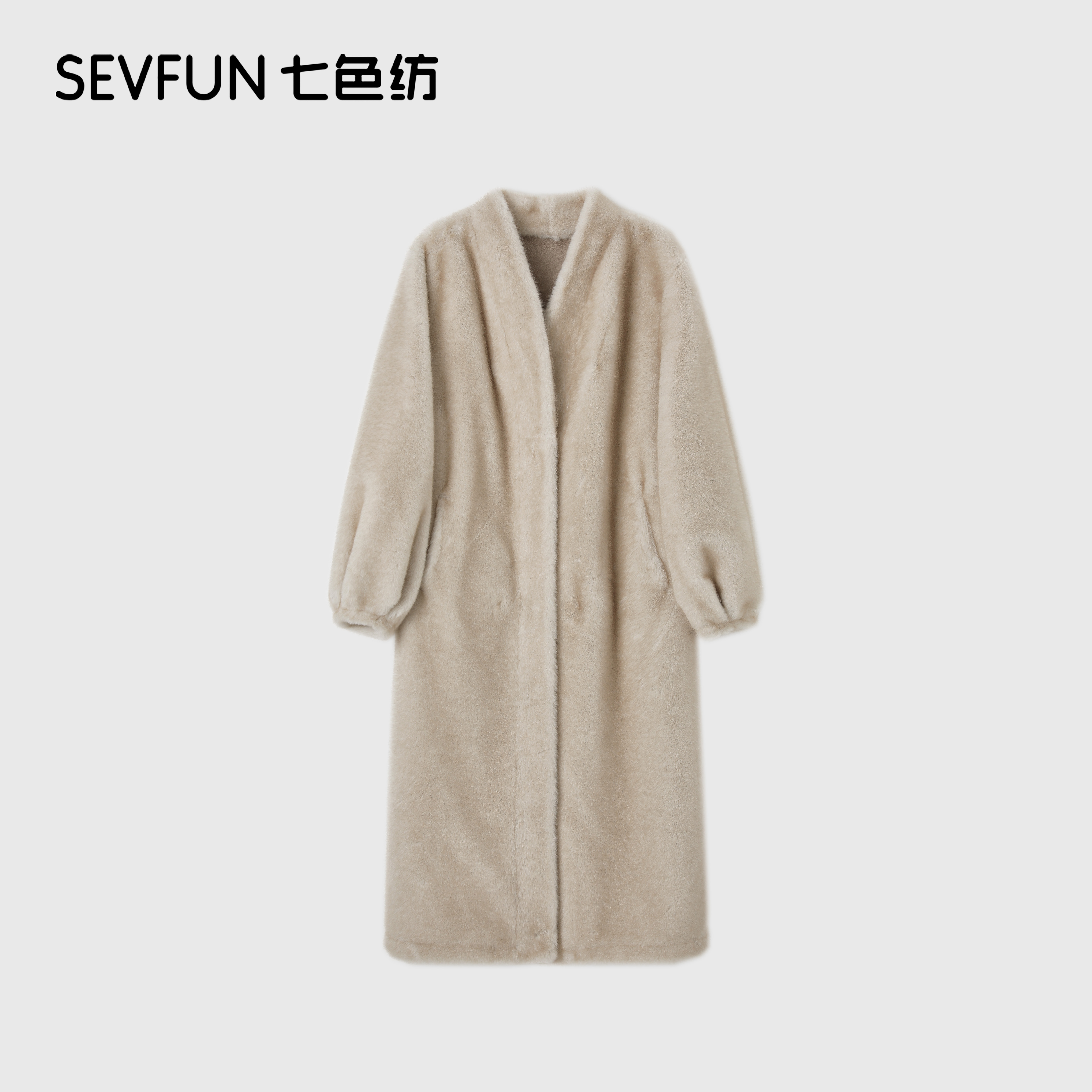 七色纺【然然RanRan】软糯仿貂毛环保皮草外套女长款复古温柔气质