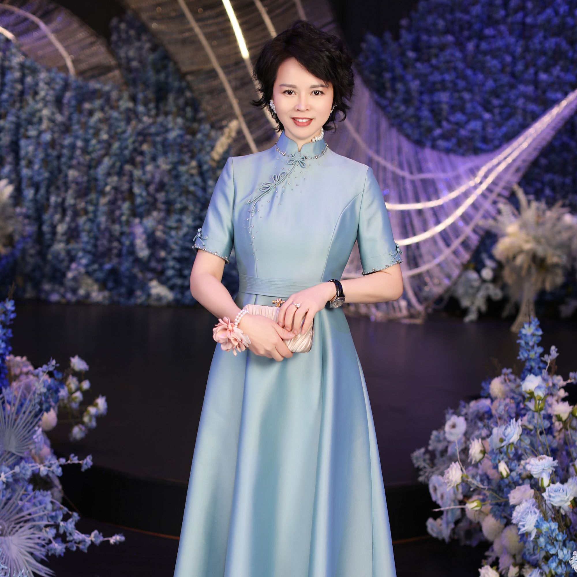 高定礼服中式中国风长款喜婆婆洋气丈母娘婚宴礼服