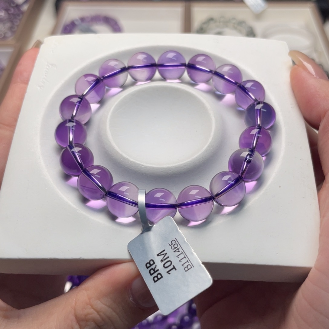 水晶手串未镶嵌王*巴西毕业紫水晶10m