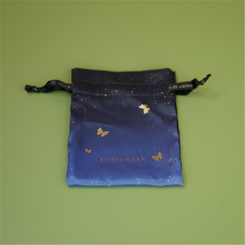 ly877 雅**黛蓝色便携简约抽绳袋 经典束口袋
