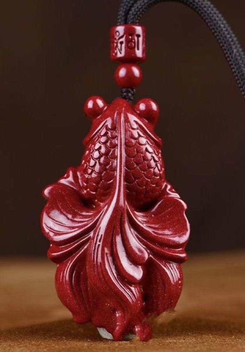含辰砂工艺品朱砂紫金砂锦鲤鱼吊坠