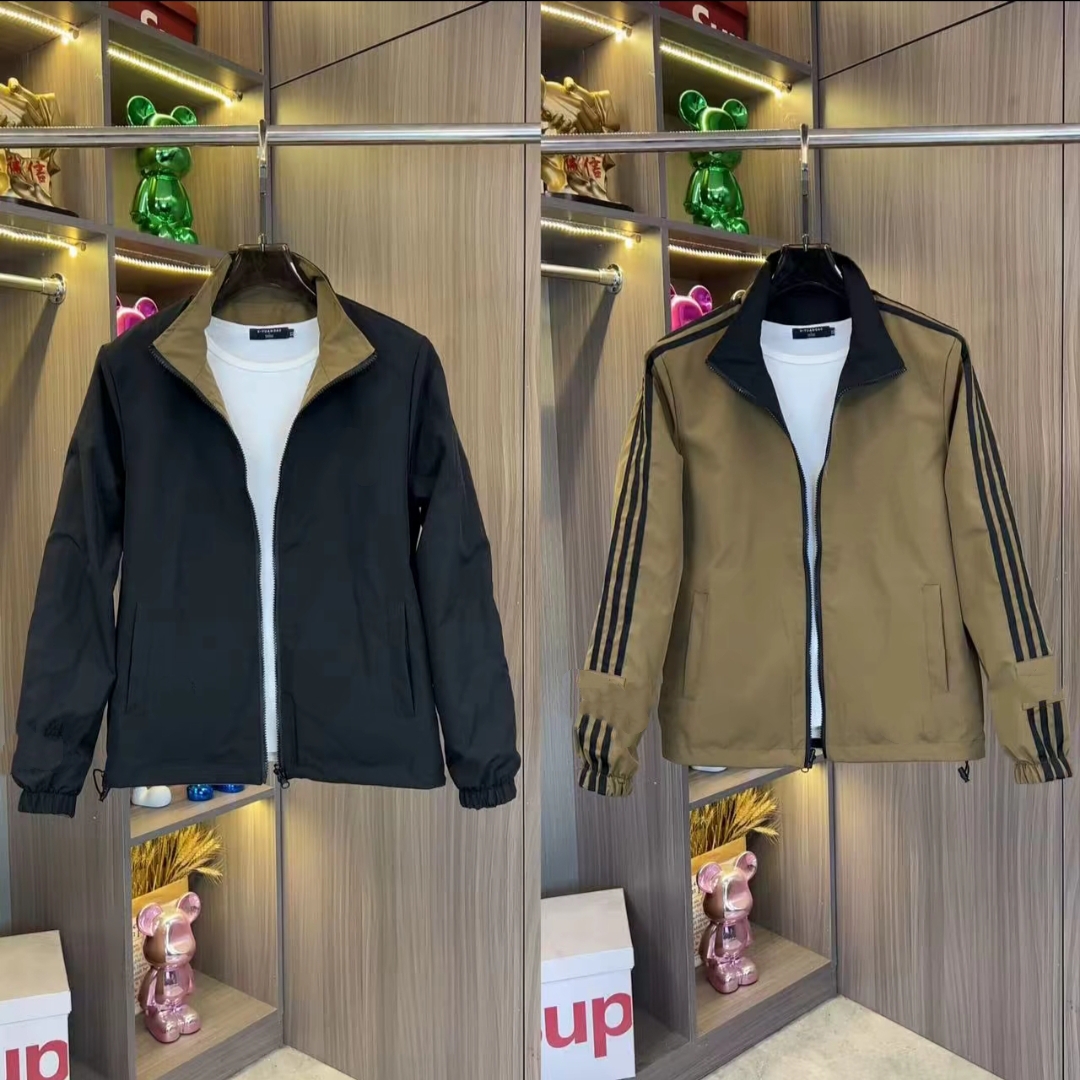 春秋新款时尚休闲百搭刺绣立领运动修身两面外套双面夹克