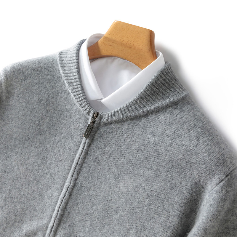 男士加厚100%澳洲羊毛开衫纯色拉链秋冬新款针织打底衫