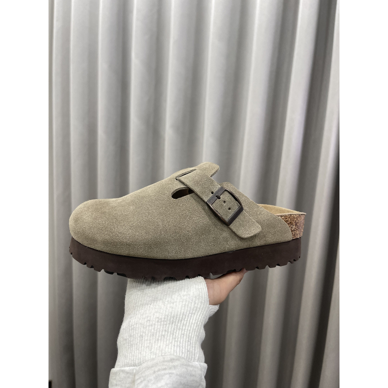 【厚底半包5cm】男女真皮勃肯勃肯两穿休闲秋季百搭