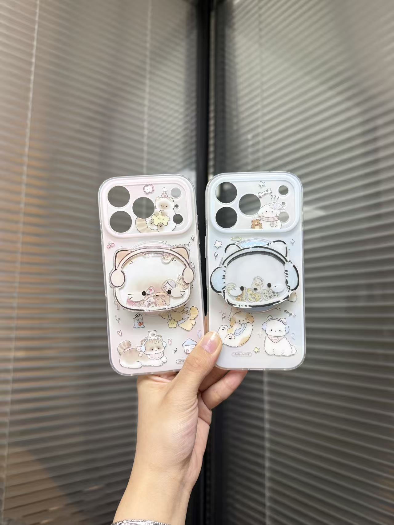 磨砂耳机猫猫imd双层磁吸手机壳一套