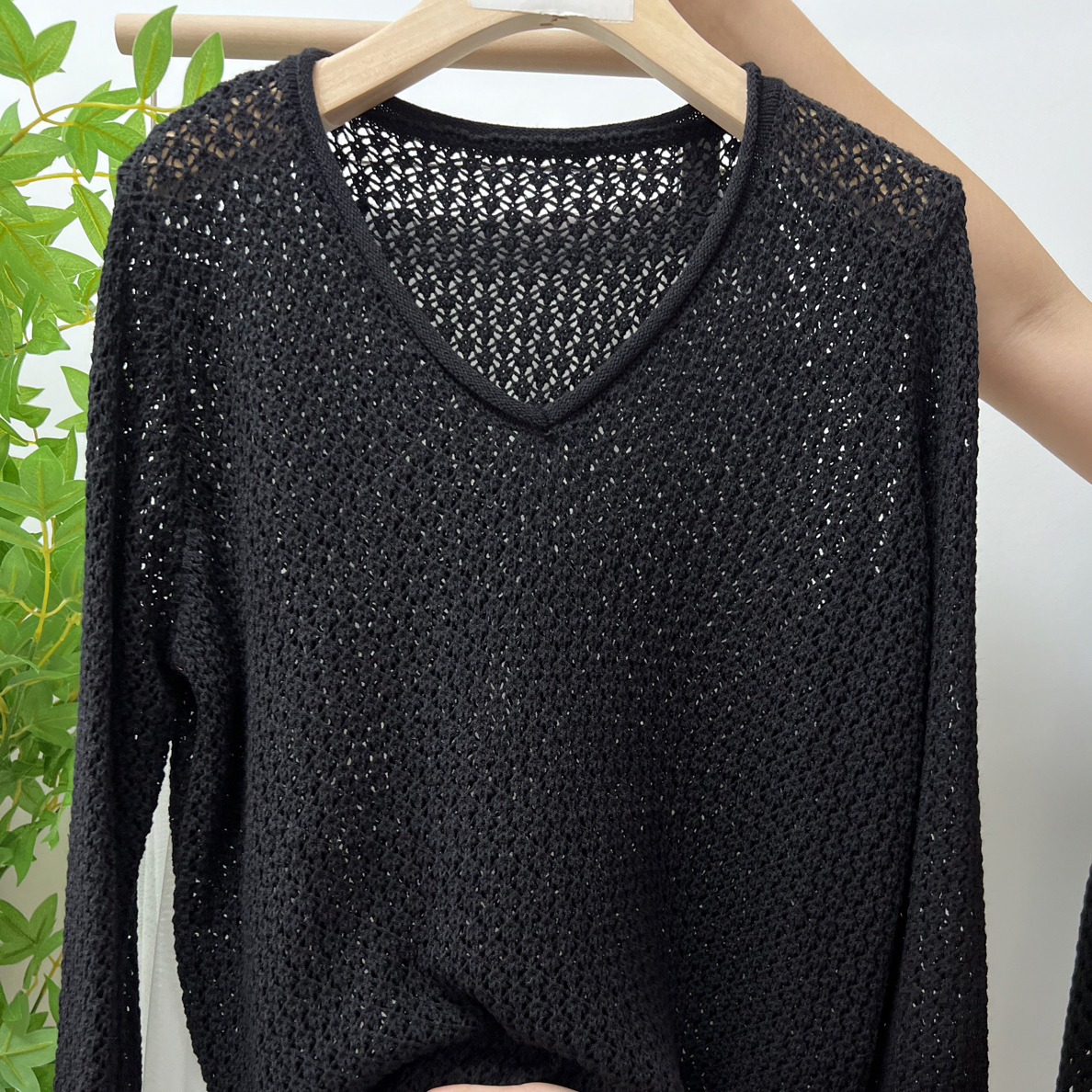 秋款长袖蕾丝毛衣针织衫休闲女毛针织衫镂空包袖冬季